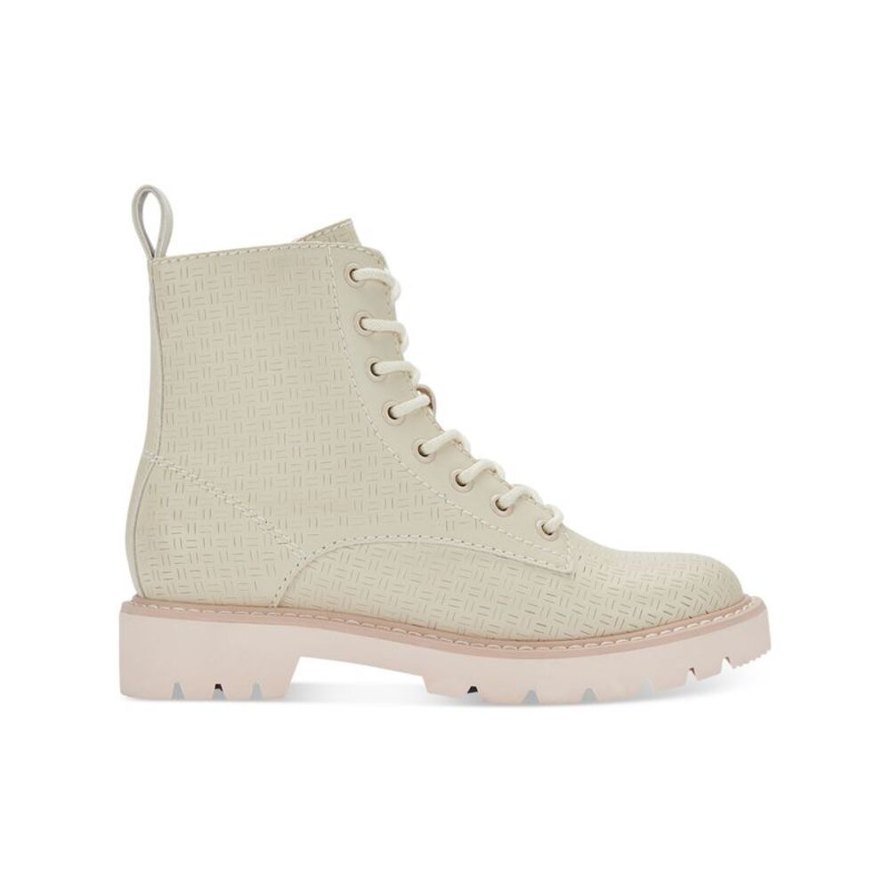 DOLCE VITA Womens Ivory 1" Platform Front Heel Pull-Tab Piker Combat Boots 7